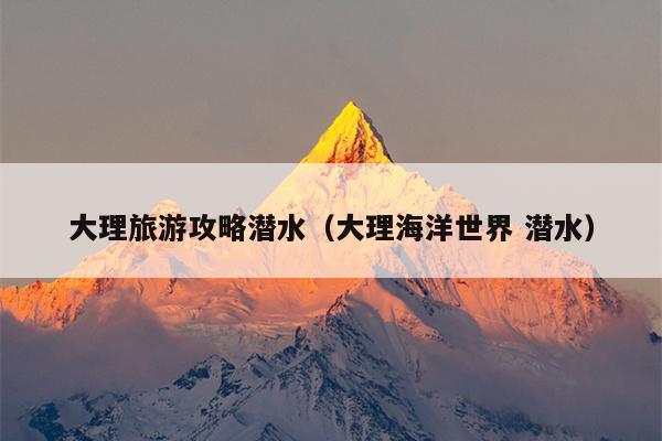 大理旅游攻略潜水（大理海洋世界 潜水）